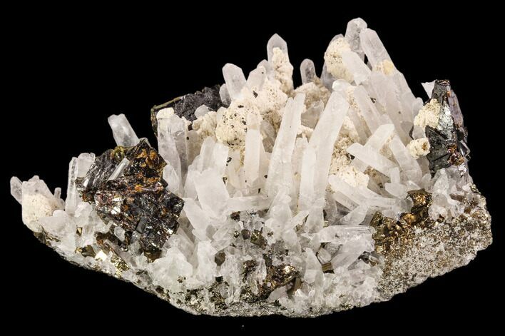 Quartz, Sphalerite and Pyrite Association - Peru #107437